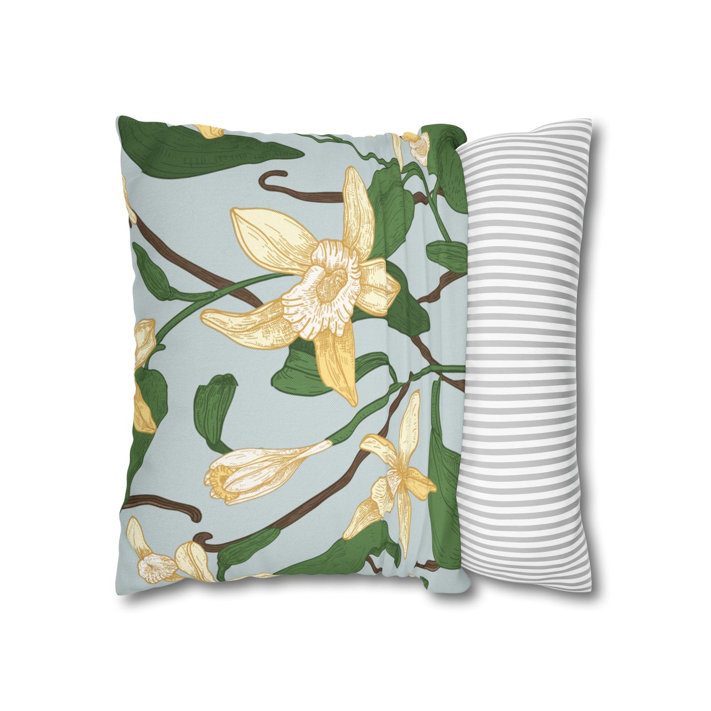 Vanilla Bean Printed Square Pillow Cover (no insert) - Multiple Sizes (14"x14", 16"x16", 18"x18", 20"x20"), Includes zipper closure