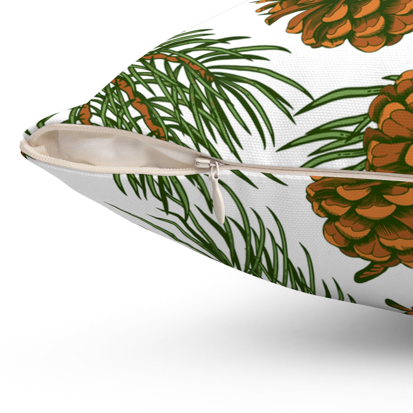Needles & Cones Printed Square Pillow Cover with Insert - Multiple Sizes (14"x14", 16"x16", 18"x18", 20"x20"), Includes insert and zipper closure