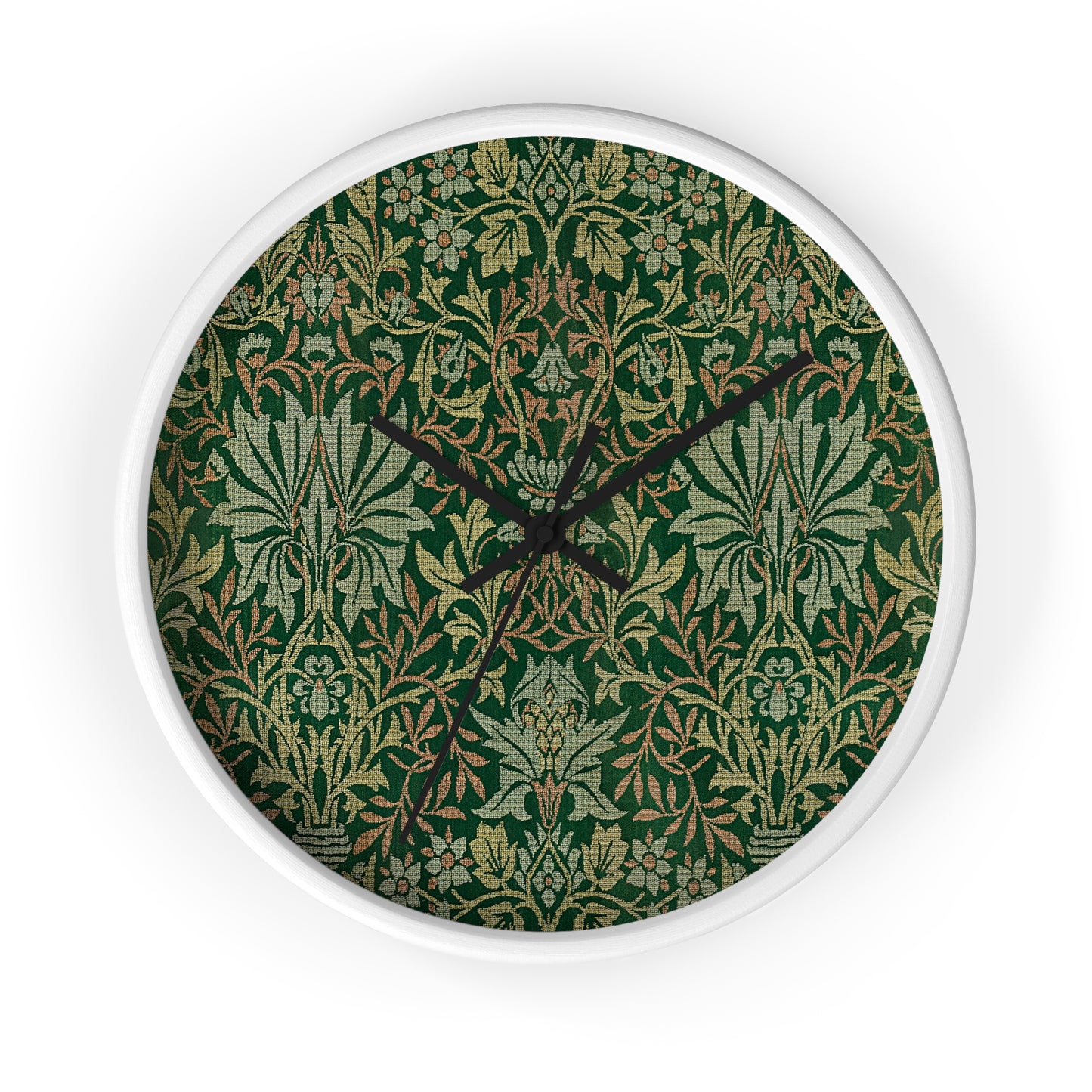 Flower Garden Wall Clock - Select from Black, White or Natural Wood Color