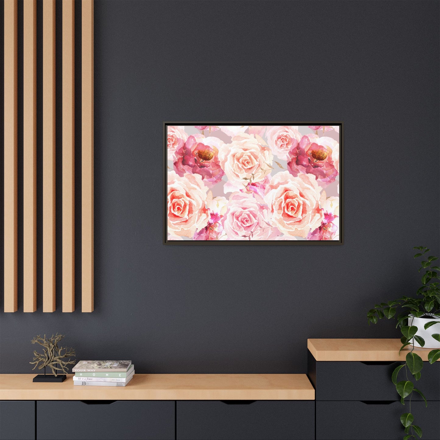 Bohemian Rose Framed Matte Canvas Art - Multiple Frame Colors & Size Options
