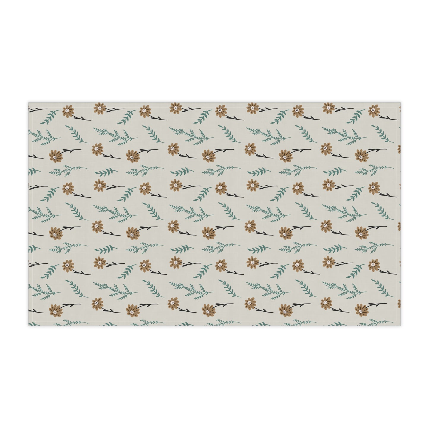 Chamomile Brown Tea Towels - 18" x 30", 100% Cotton - Brown Gray Kitchen Towels, Cotton Kitchen Towels, Floral Tea Towels, Gift for Housewarming, Farmhouse Style - Priced per towel