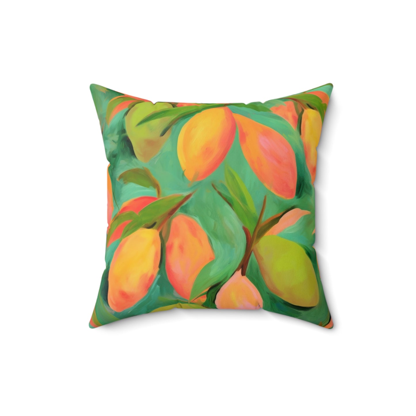 Mangoes Printed Square Pillow Cover with Insert - Multiple Sizes (14"x14", 16"x16", 18"x18", 20"x20"), Includes insert and zipper closure