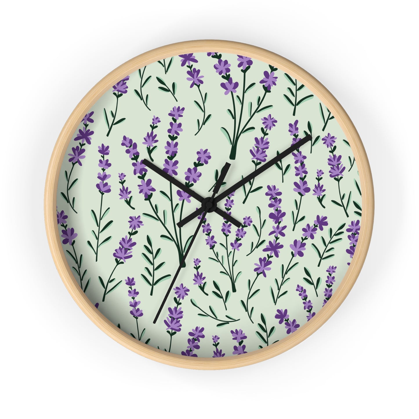 Lavender Sage Wall Clock - Select from Black, White or Natural Wood Color
