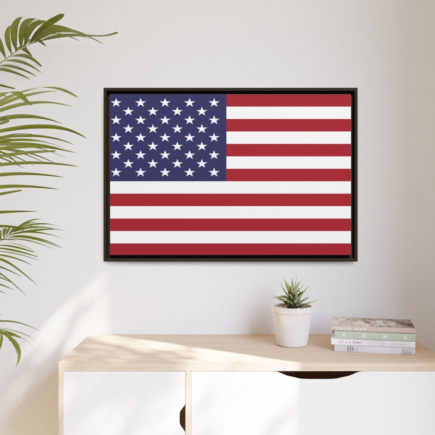 American Flag Framed Canvas Wall Art, Multiple Sizing Options with 1.25" depth - Patriotic Home Decor, USA Flag Artwork, Independence Day Decoration, Gift for Veterans