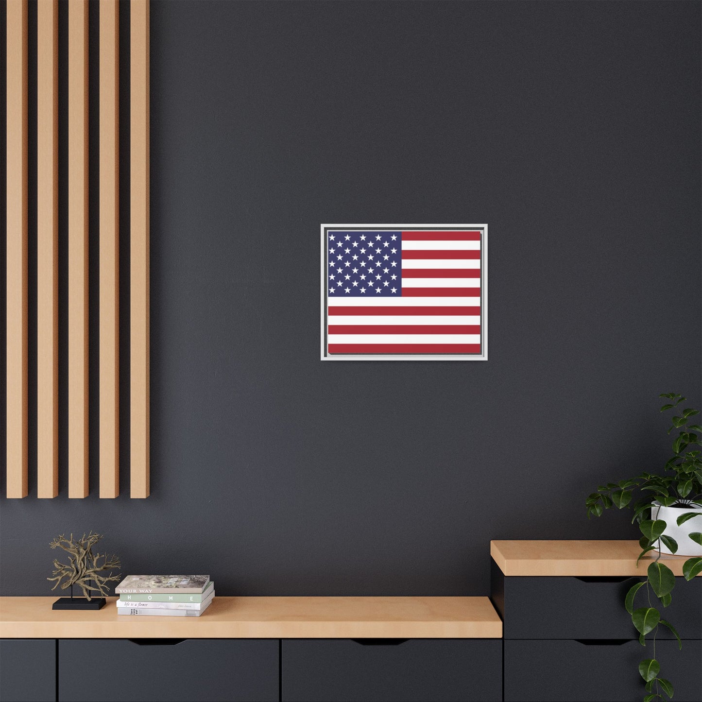 American Flag Framed Canvas Wall Art, Multiple Sizing Options with 1.25" depth - Patriotic Home Decor, USA Flag Artwork, Independence Day Decoration, Gift for Veterans