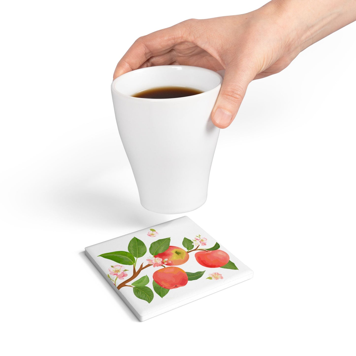 Apple Harvest - Ceramic Tile Coaster, Cork Backed - Round or Square Size Choices, Perfect for Apple Home Decor & Gifts - Priced per coaster