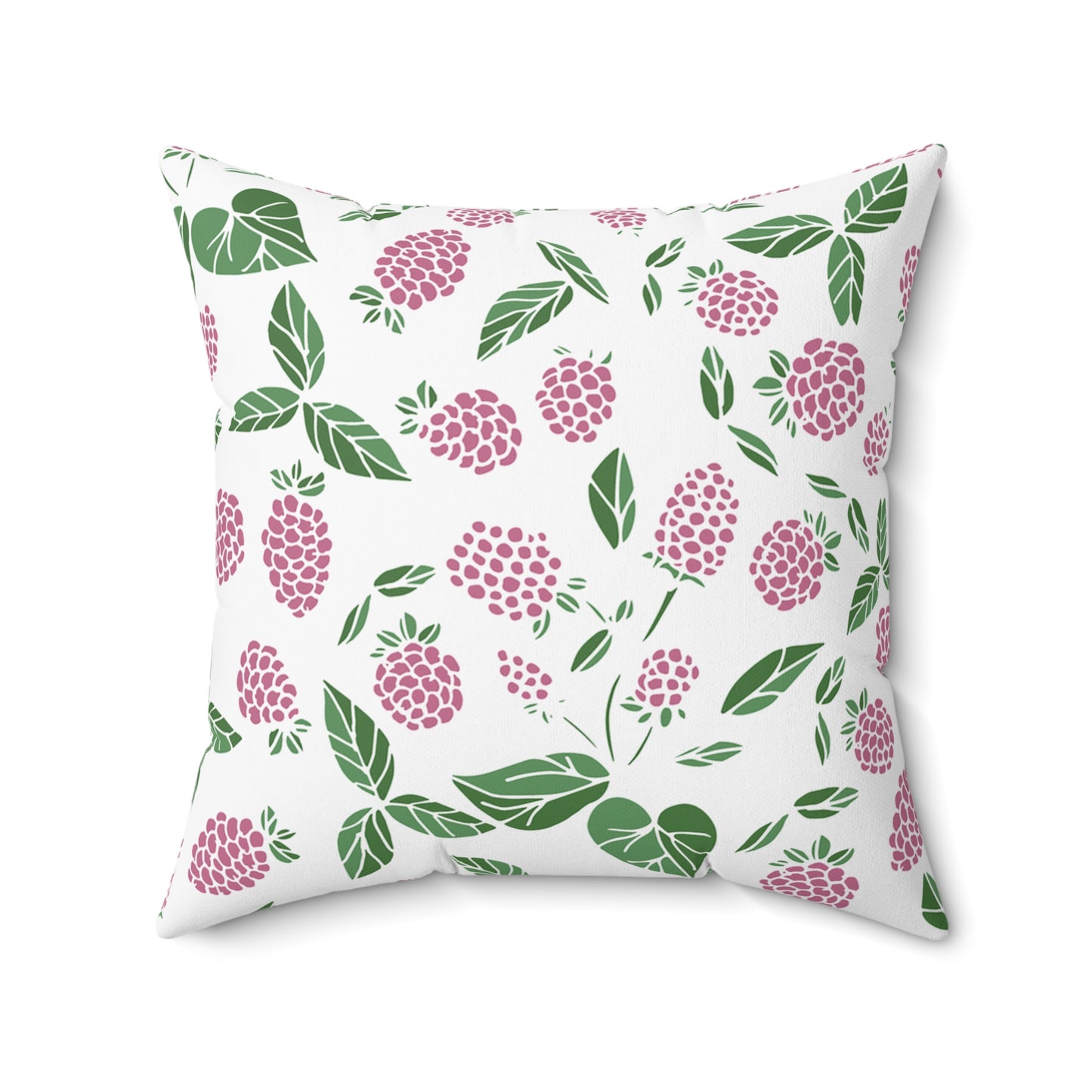 Pink Berry Printed Square Pillow Cover with Insert - Multiple Sizes (14"x14", 16"x16", 18"x18", 20"x20"), Includes insert and zipper closure