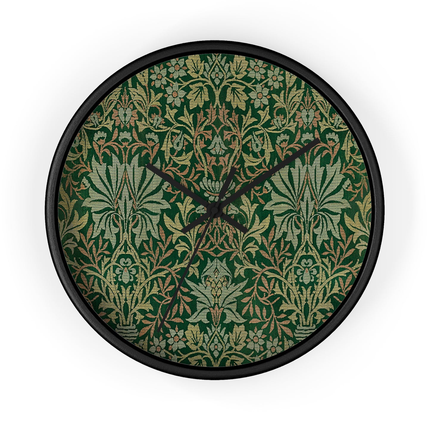 Flower Garden Wall Clock - Select from Black, White or Natural Wood Color