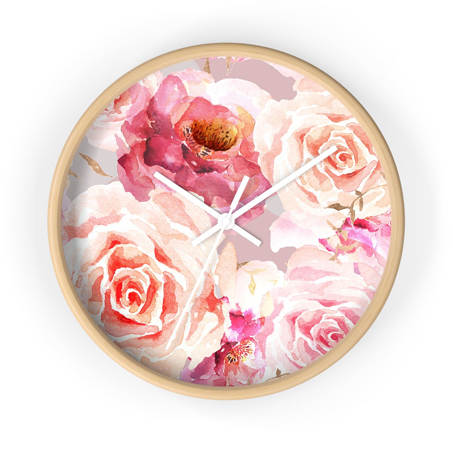 Bohemian Rose Wall Clock - Select from Black, White or Natural Wood Color