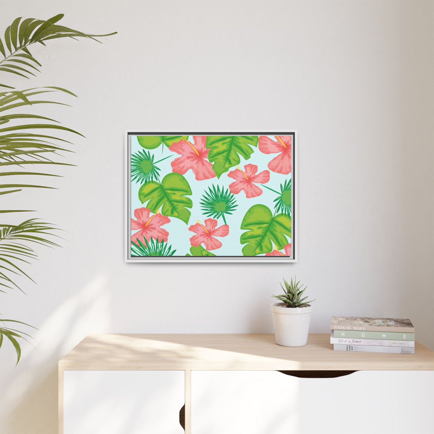 Tropical Island Framed Matte Canvas Art - Multiple Frame Colors & Size Options