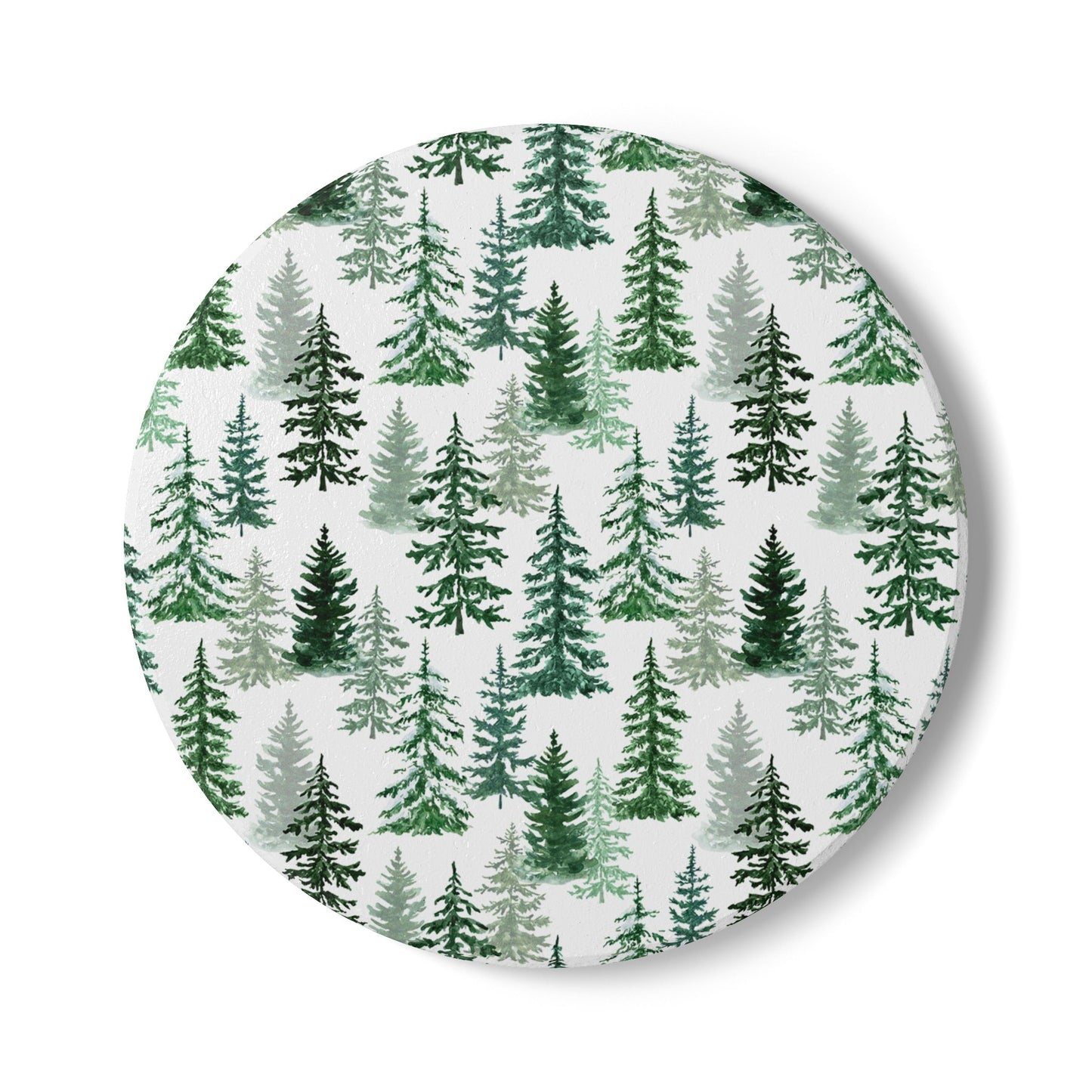 Fraser Fir - Ceramic Tile Coaster, Cork Backed - Round or Square Size Choices, Perfect for Christmas / Winter Home Decor & Holiday Gifts - Priced per coaster