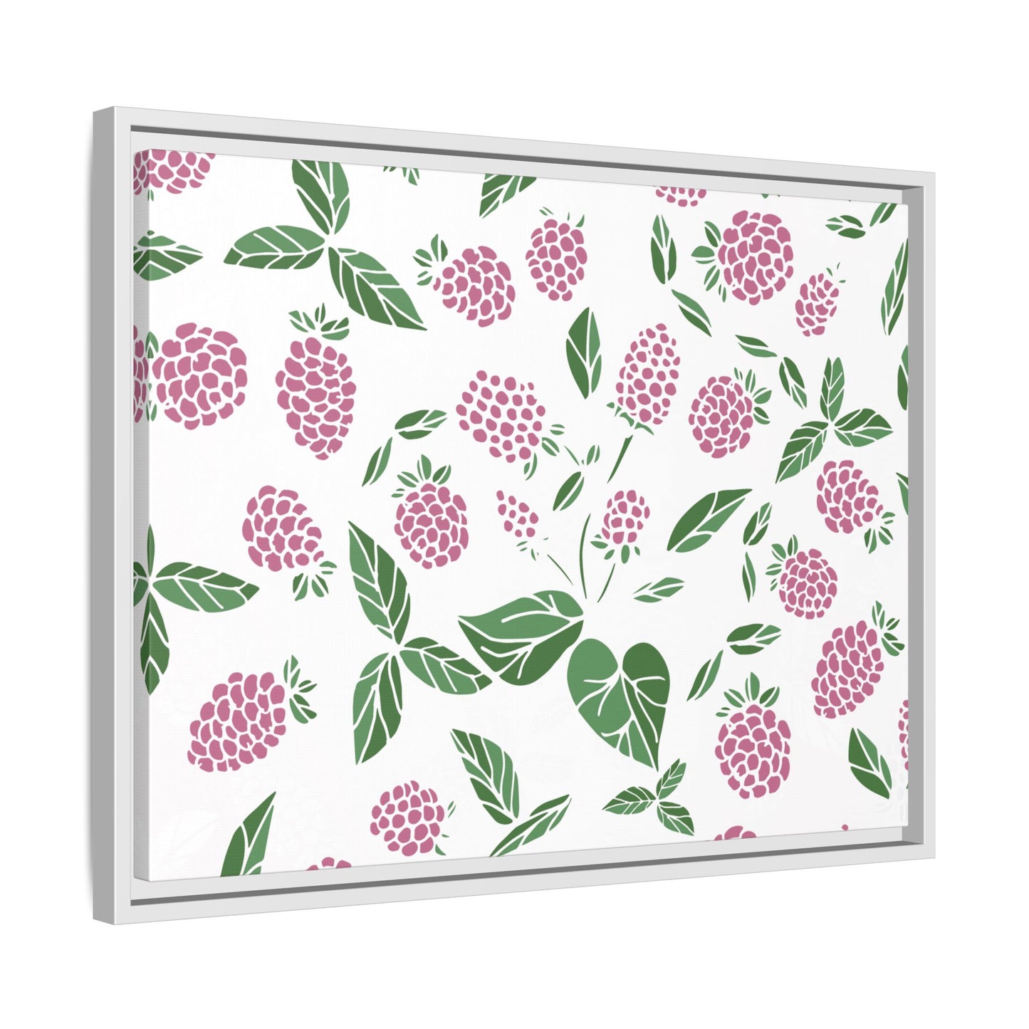 Pink Berry Framed Matte Canvas Art - Multiple Frame Colors & Size Options