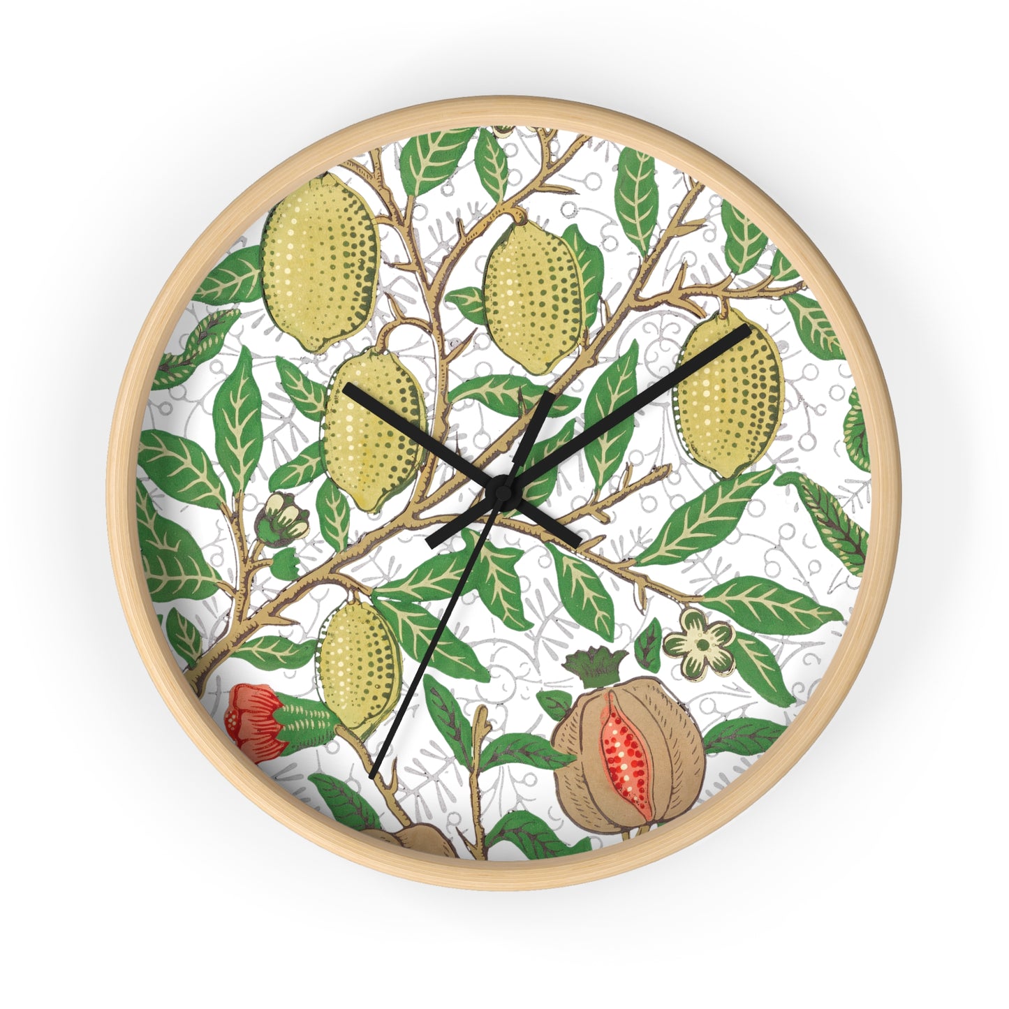 Lemon Verbena Wall Clock - Select from Black, White or Natural Wood Color