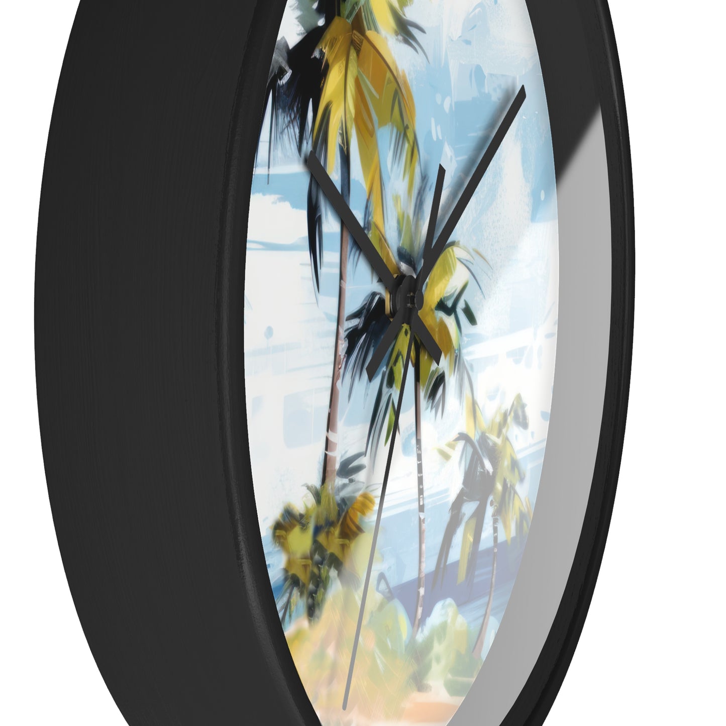 Tropical Retreat Wall Clock - Select from Black, White or Natural Wood Color