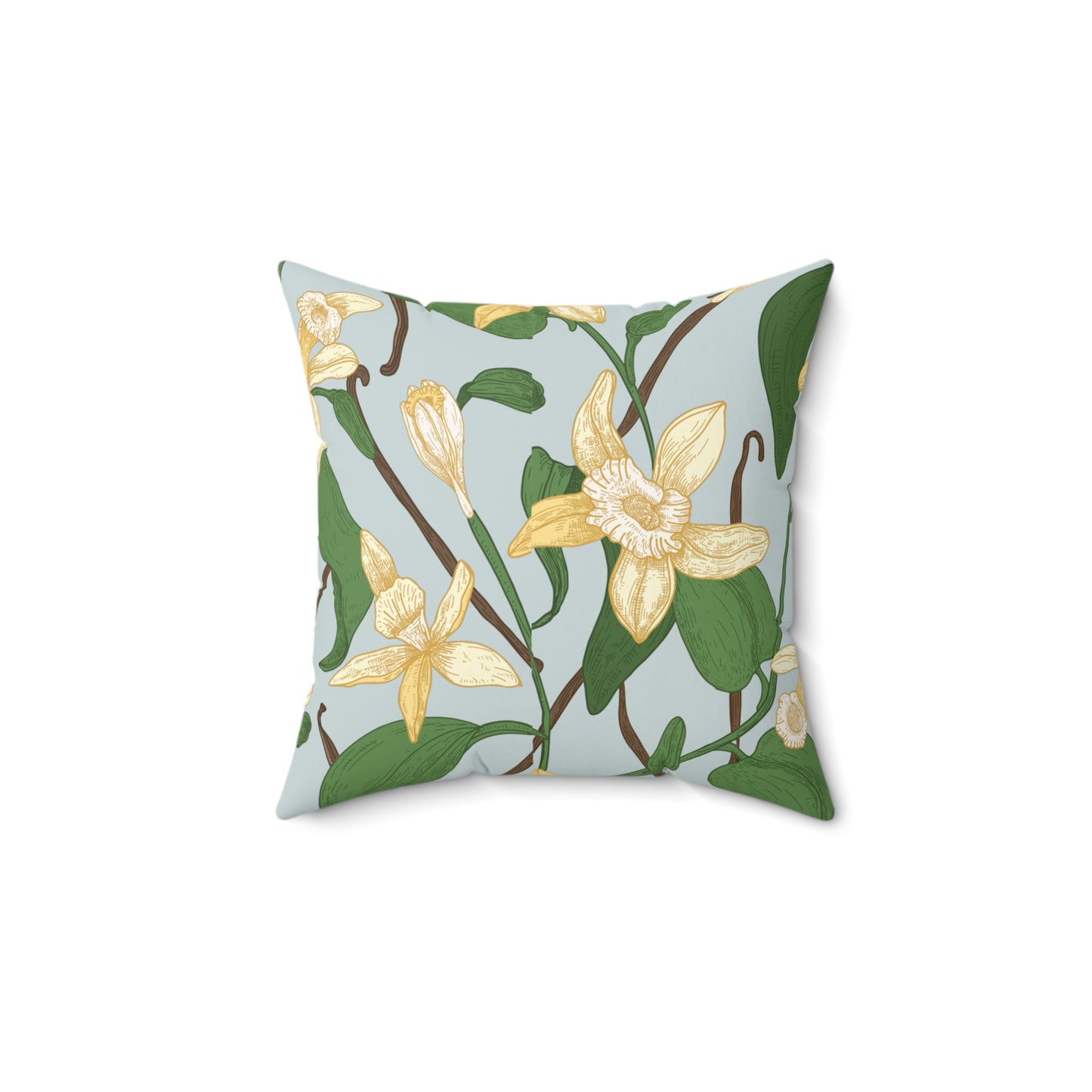 Vanilla Bean Printed Square Pillow Cover with Insert - Multiple Sizes (14"x14", 16"x16", 18"x18", 20"x20"), Includes insert and zipper closure
