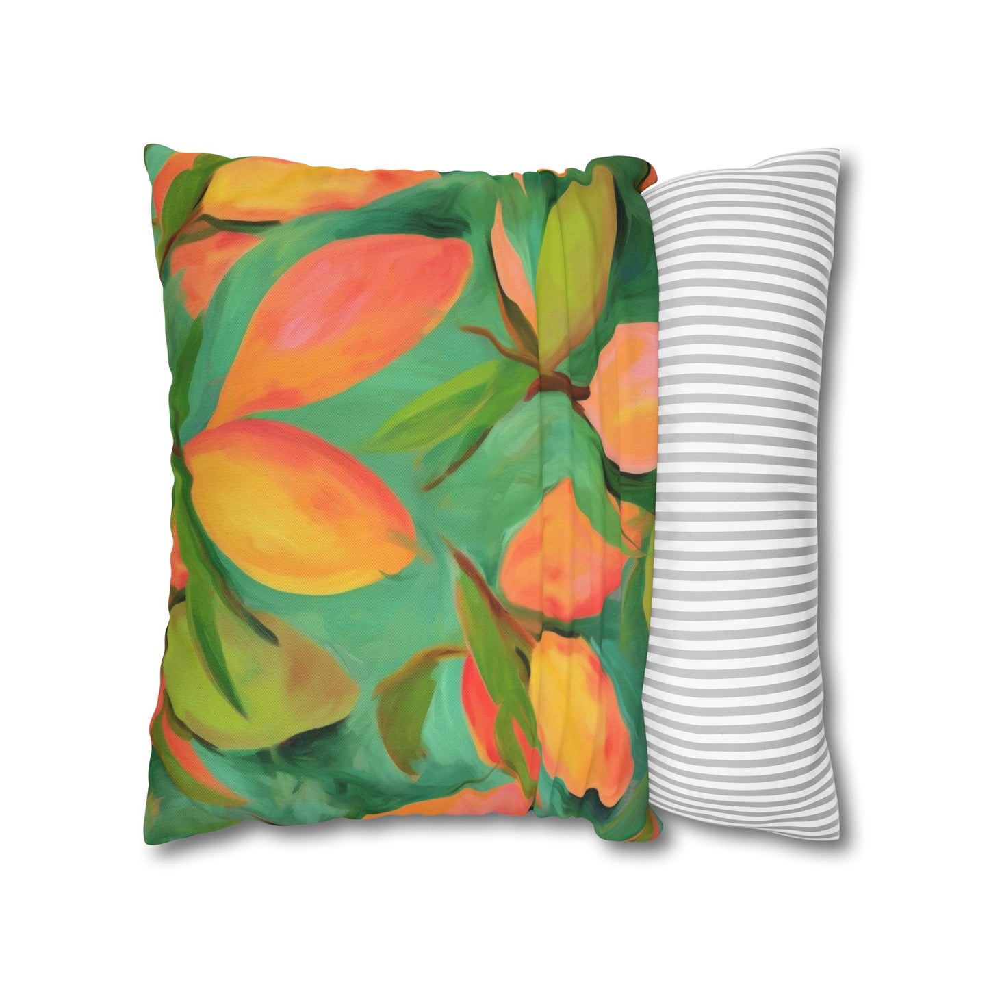 Mangoes Printed Square Pillow Cover (no insert) - Multiple Sizes (14"x14", 16"x16", 18"x18", 20"x20"), Includes zipper closure