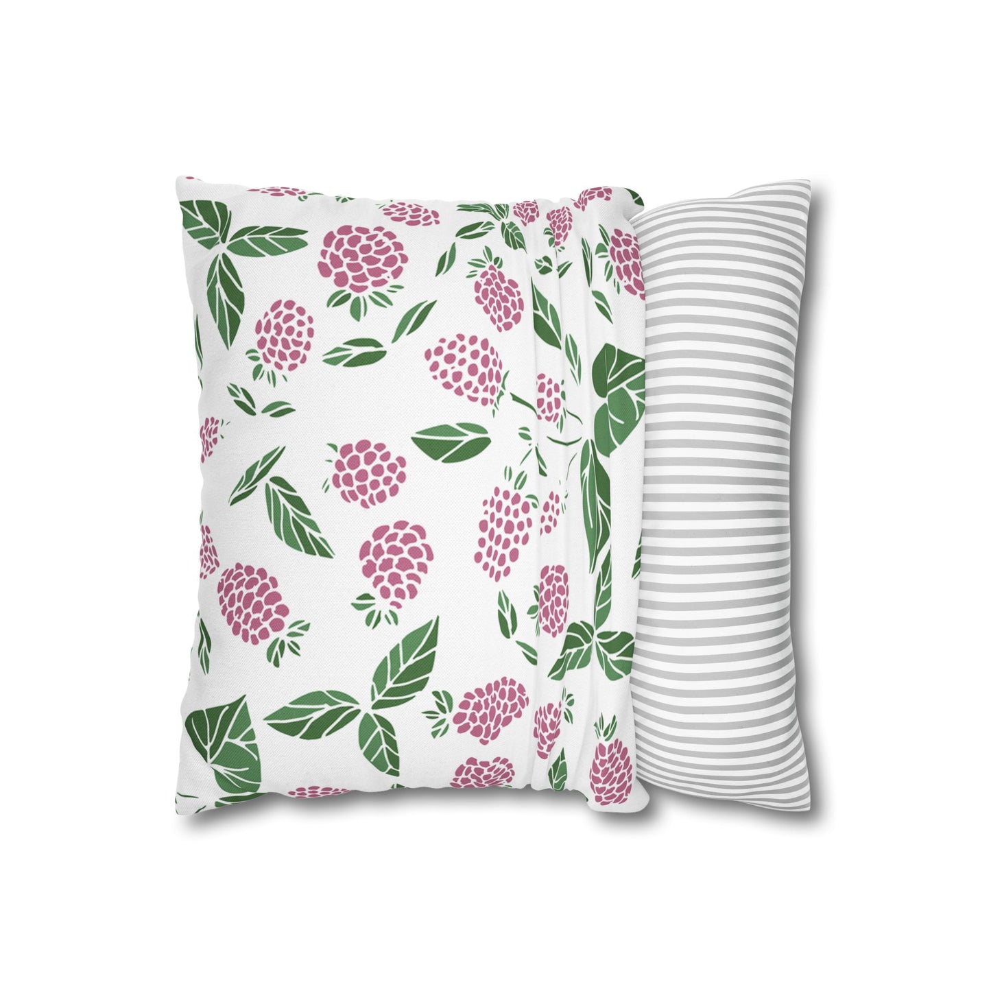 Pink Berry Printed Square Pillow Cover (no insert) - Multiple Sizes (14"x14", 16"x16", 18"x18", 20"x20"), Includes zipper closure