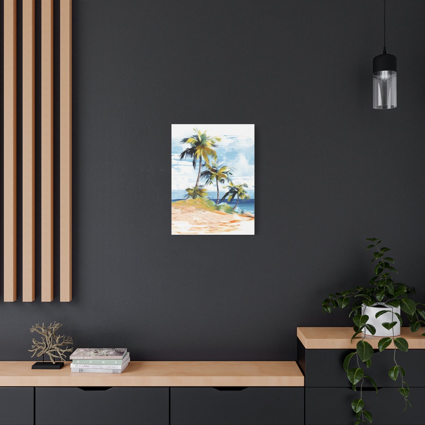 Tropical Retreat Canvas Wall Art Print - Multiple Sizing Options - Tropical Canvas Print, Coastal Wall Art, Beach Decor, Palm Tree Artwork
