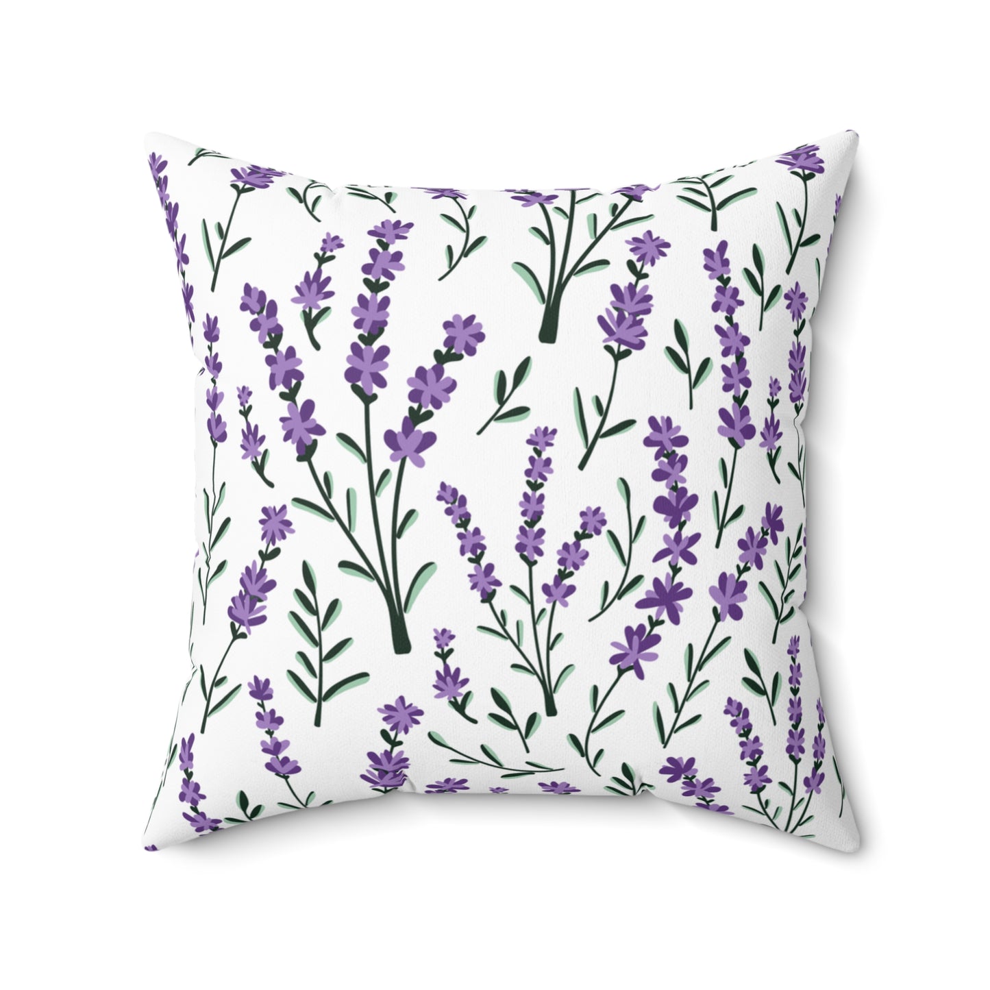 Lavender White Printed Square Pillow Cover with Insert - Multiple Sizes (14"x14", 16"x16", 18"x18", 20"x20"), Includes insert and zipper closure