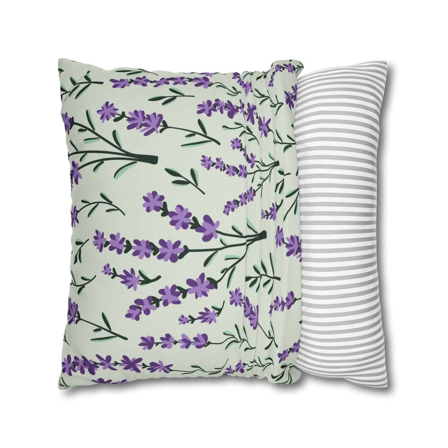 Lavender Sage Printed Square Pillow Cover (no insert) - Multiple Sizes (14"x14", 16"x16", 18"x18", 20"x20"), Includes zipper closure