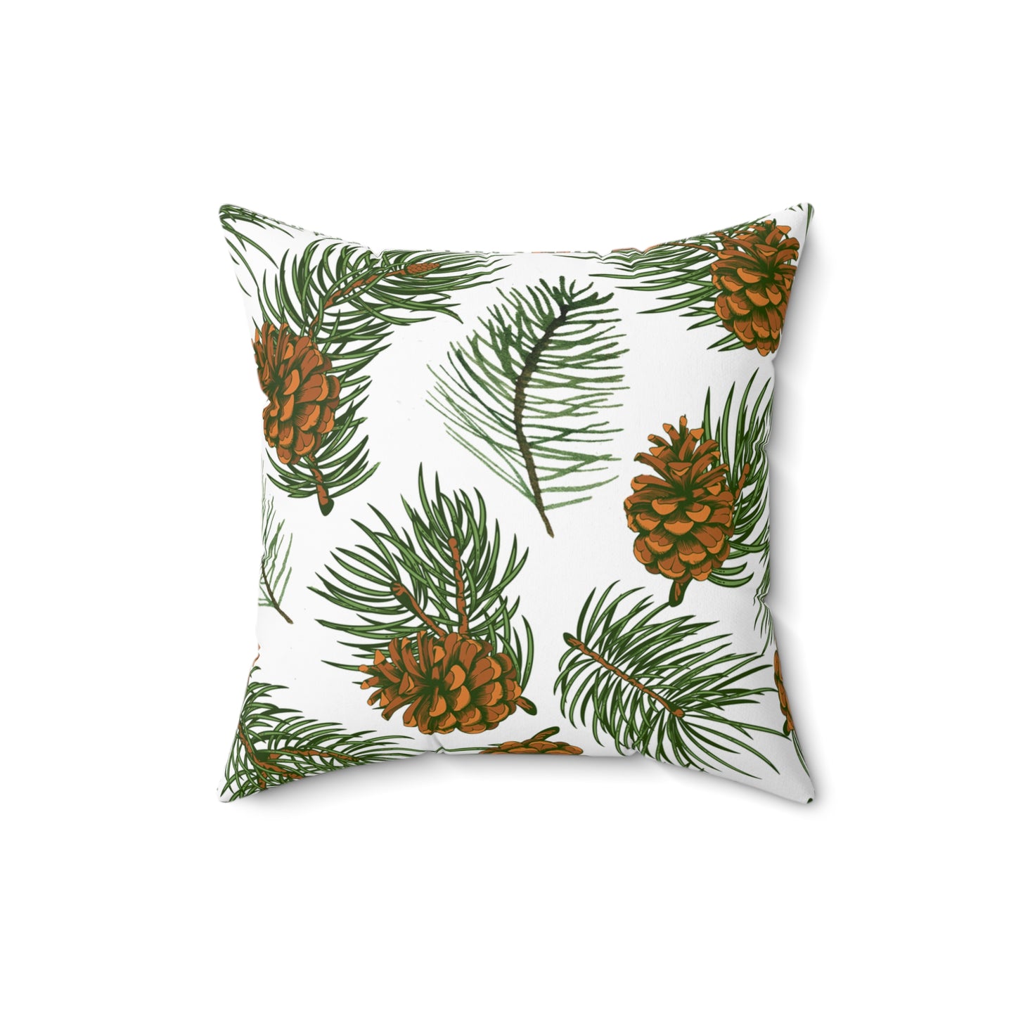Needles & Cones Printed Square Pillow Cover with Insert - Multiple Sizes (14"x14", 16"x16", 18"x18", 20"x20"), Includes insert and zipper closure