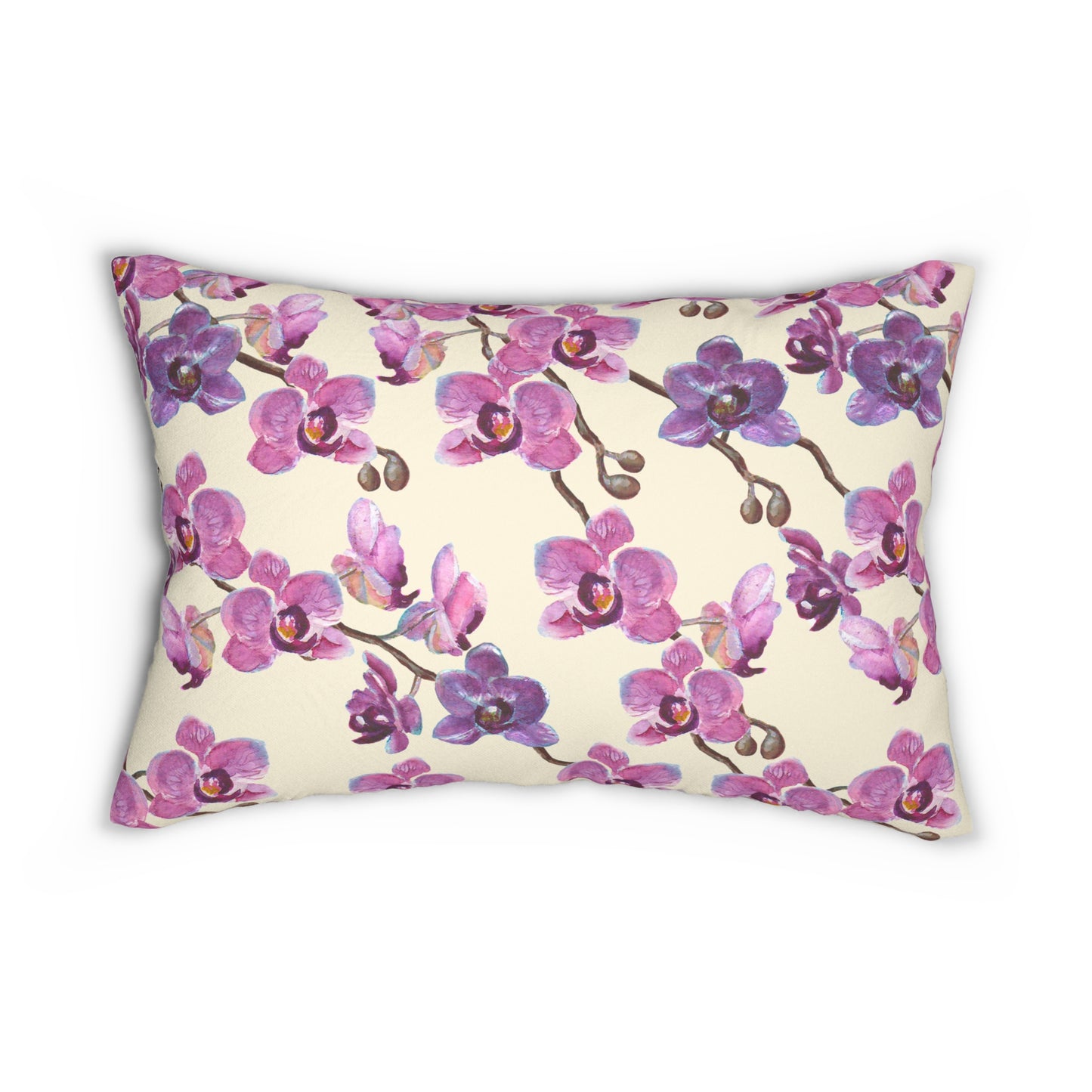 Vanilla Orchid Printed Lumbar Pillow with Insert (20" x 14") - Includes insert and zipper closure