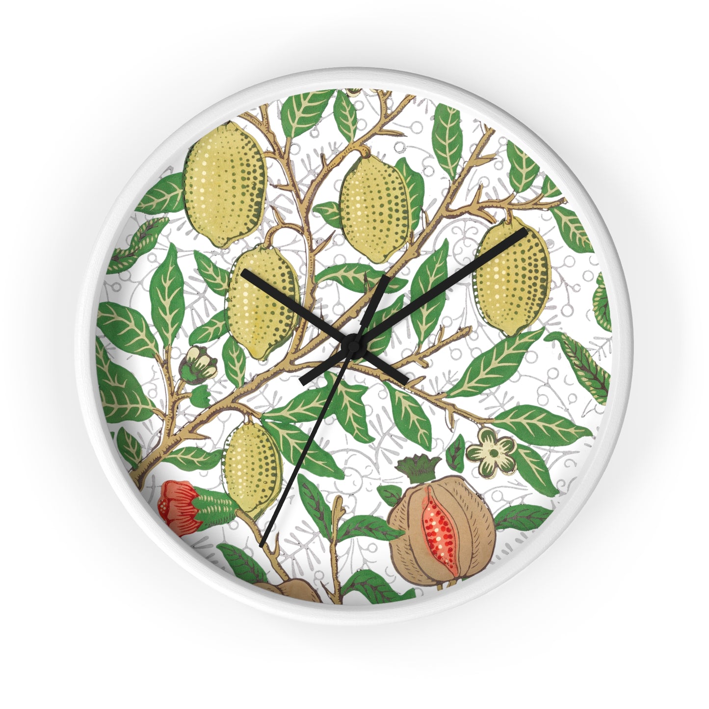 Lemon Verbena Wall Clock - Select from Black, White or Natural Wood Color