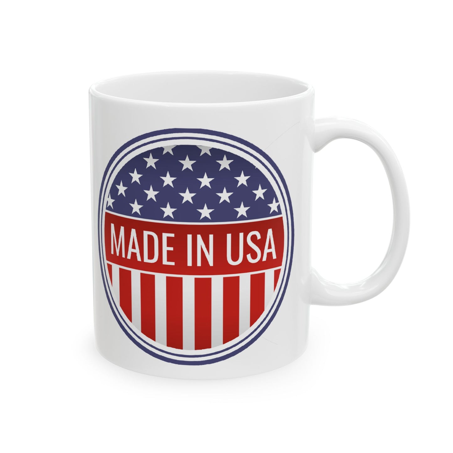 Made in USA Mug - 11 oz. & 15 oz. size options - Patriotic Ceramic Mug, Independence Day Gift, American Flag Coffee Cup, USA Drinkware