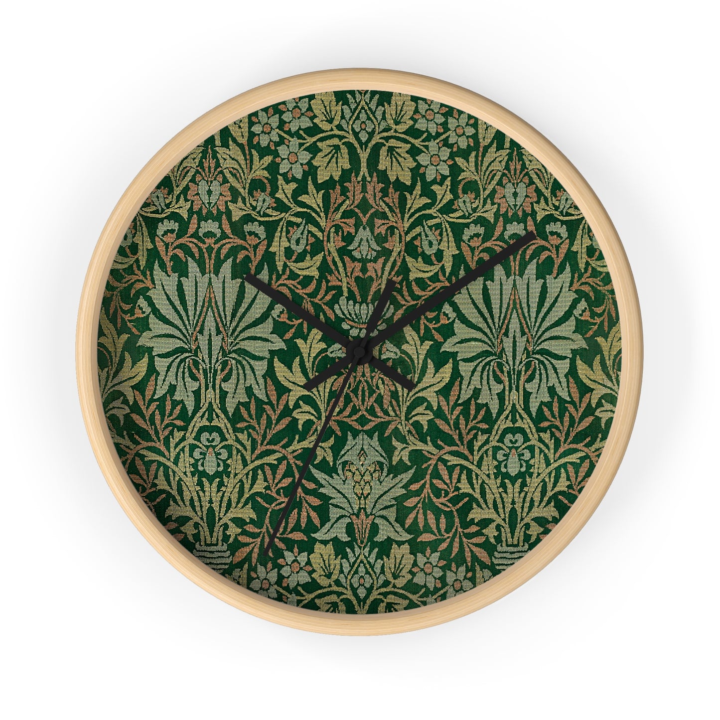 Flower Garden Wall Clock - Select from Black, White or Natural Wood Color