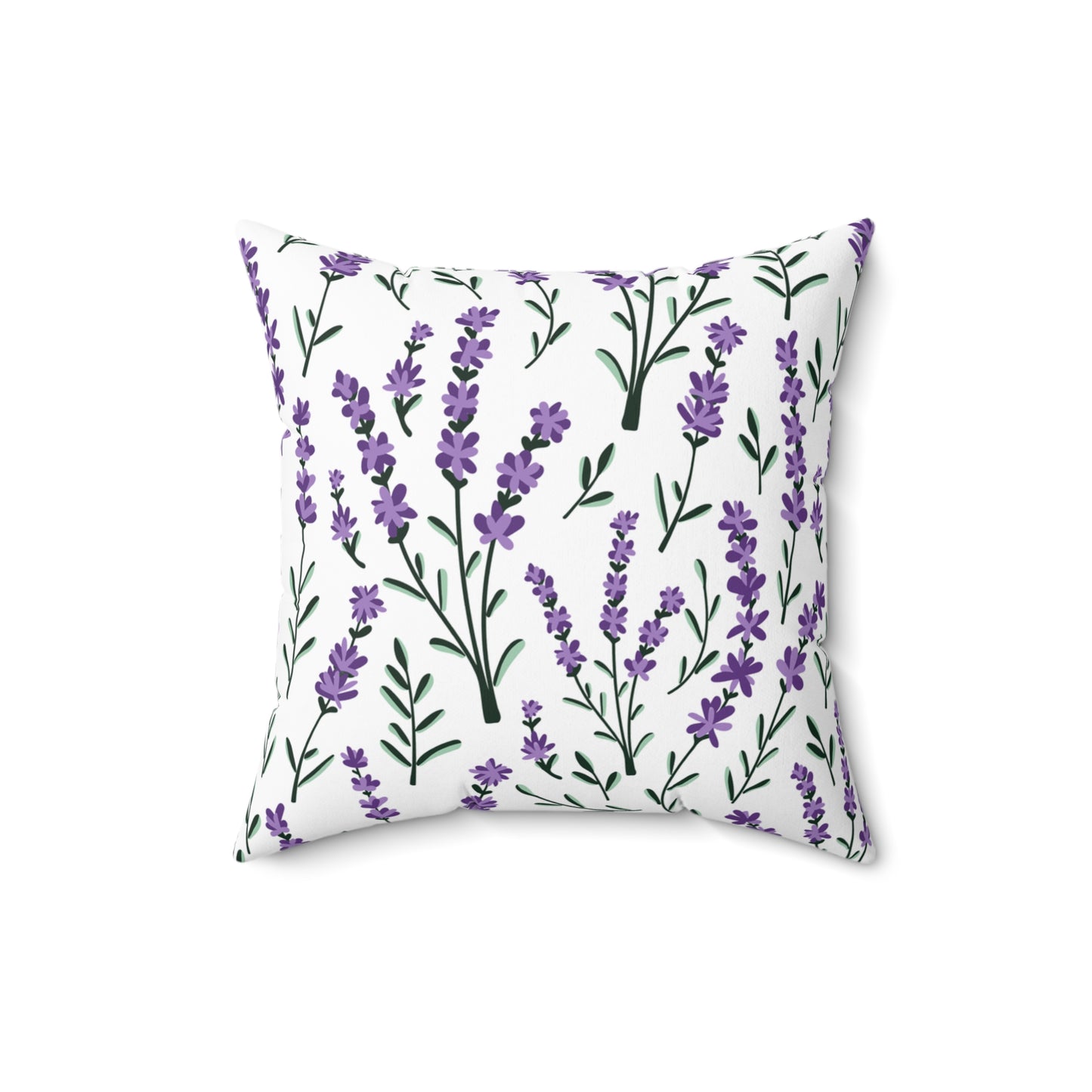 Lavender White Printed Square Pillow Cover with Insert - Multiple Sizes (14"x14", 16"x16", 18"x18", 20"x20"), Includes insert and zipper closure