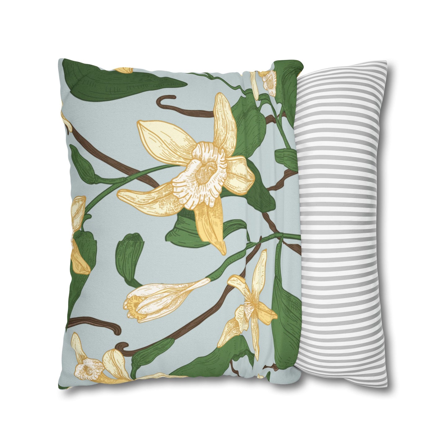 Vanilla Bean Printed Square Pillow Cover (no insert) - Multiple Sizes (14"x14", 16"x16", 18"x18", 20"x20"), Includes zipper closure