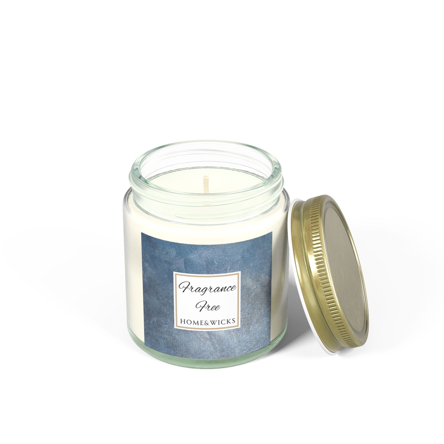 Unscented Coconut Apricot Wax Candle, 4 oz. Clear Jar with Gold Lid