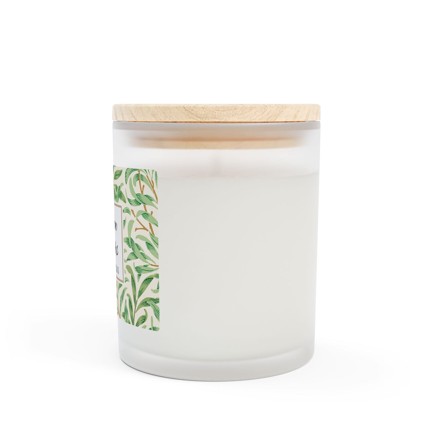 Willow Boughs Scented Coconut Soy Blended Wax Candle, 11 oz. Frosted Jar with Wood Wick and Maple Wood Lid - Morris Home Decor, Willow Branch Design, Spa Day Candle, Unique Gift Idea