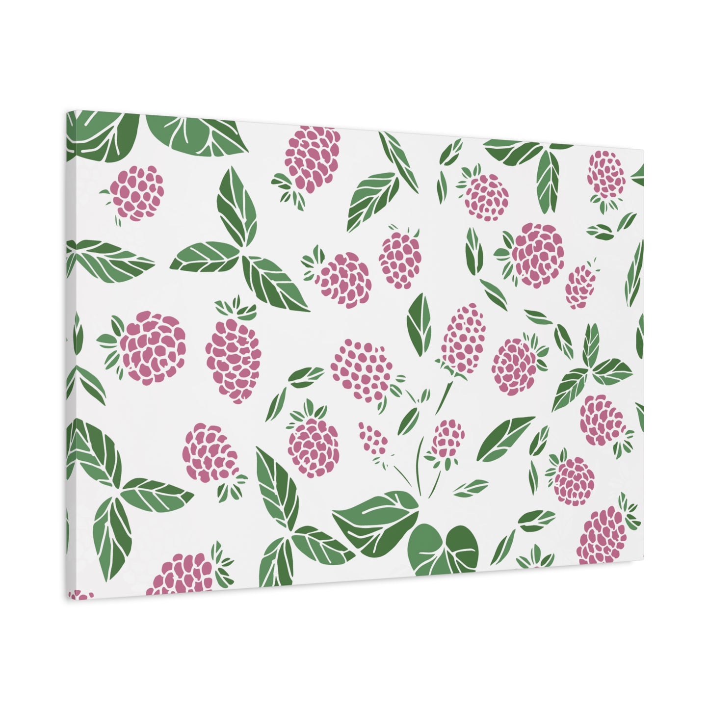 Pink Berry Canvas Wall Art Print - Multiple Sizing Options - Pink & White Art Canvas, Raspberry Print Decor, Gift for her