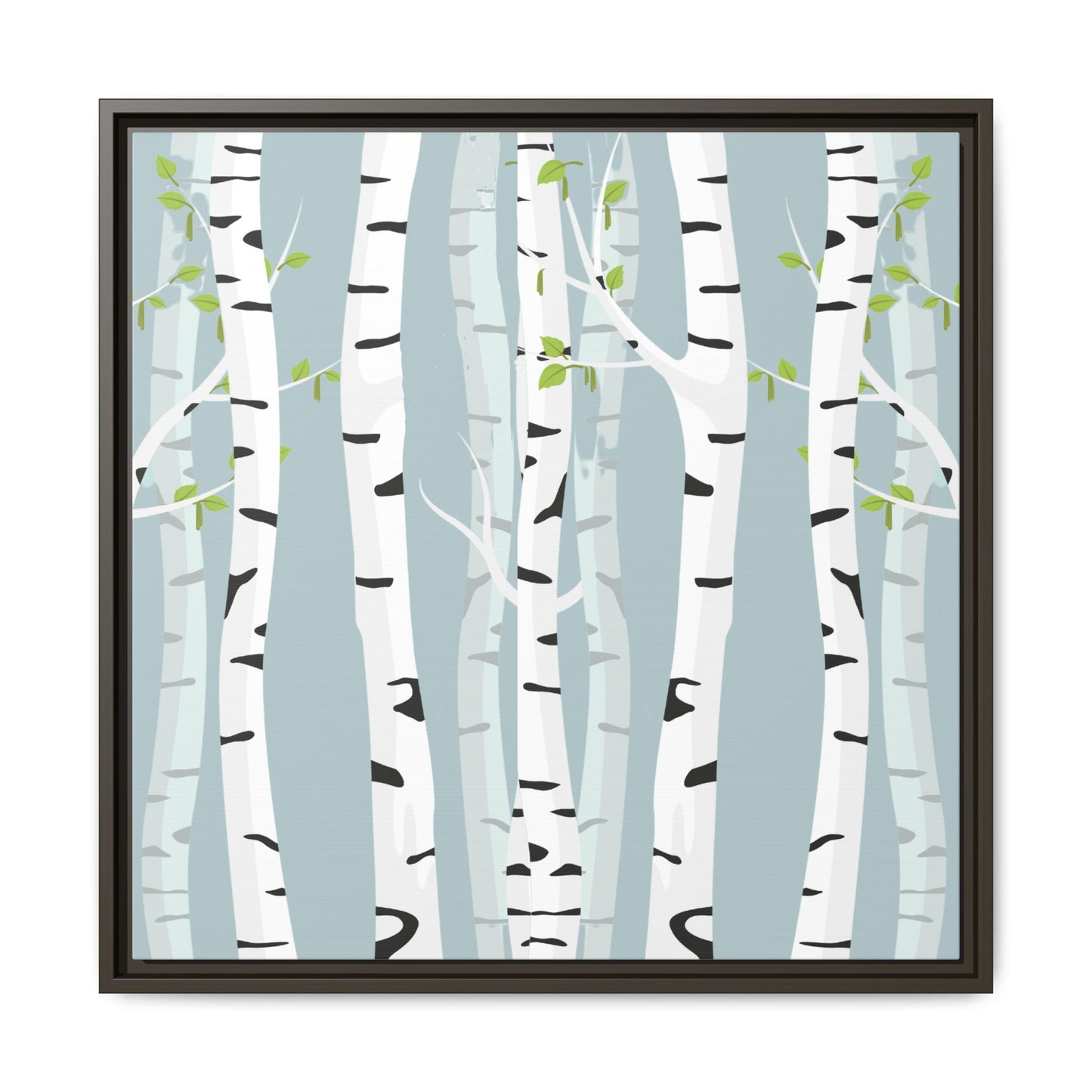 White Birch Framed Matte Canvas Art - Multiple Frame Colors & Size Options