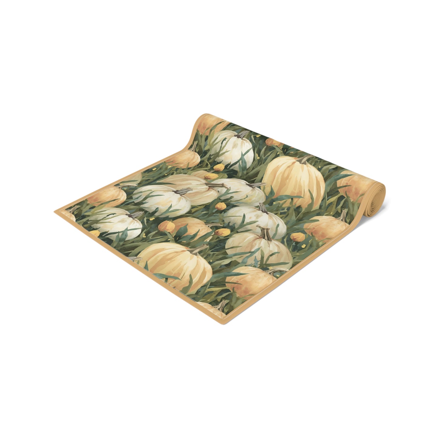 Pumpkin Patch Table Runner, 16" x 72" or 16" x 90" Sizes, Fall Table Decor, Thanksgiving Table Runner, Autumn Table Setting, Halloween Table Runner - Cotton Twill or Polyester material choices