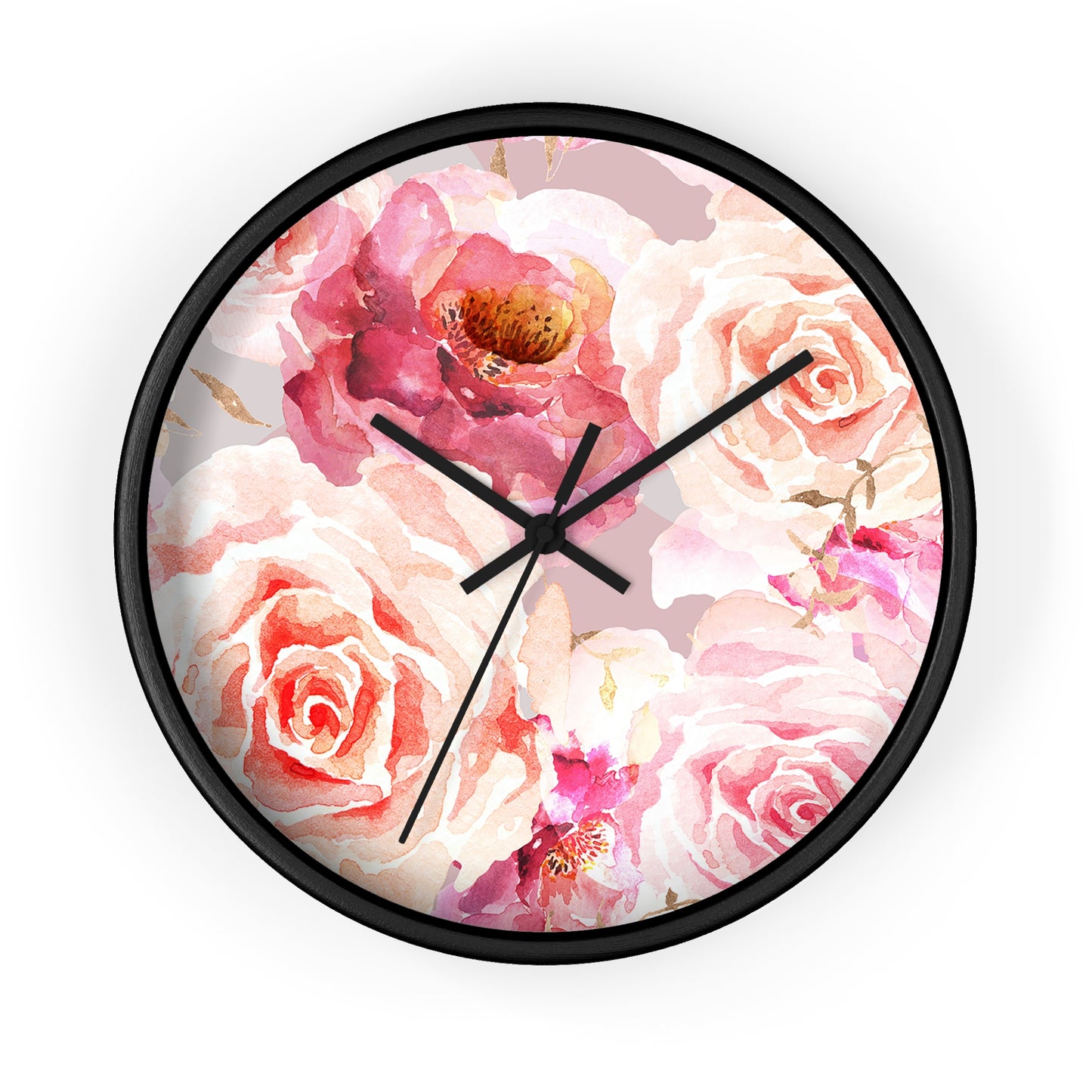 Bohemian Rose Wall Clock - Select from Black, White or Natural Wood Color