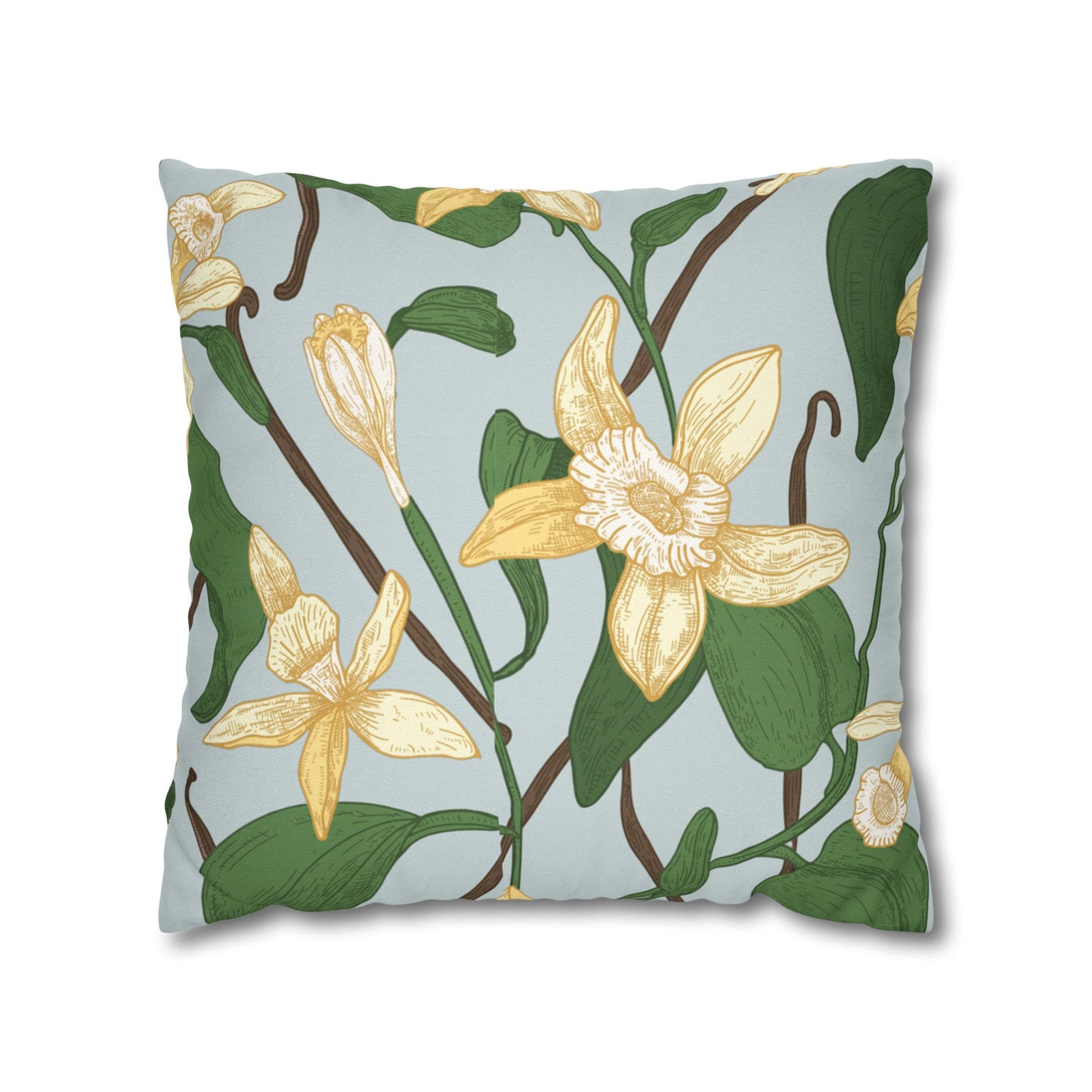 Vanilla Bean Printed Square Pillow Cover (no insert) - Multiple Sizes (14"x14", 16"x16", 18"x18", 20"x20"), Includes zipper closure