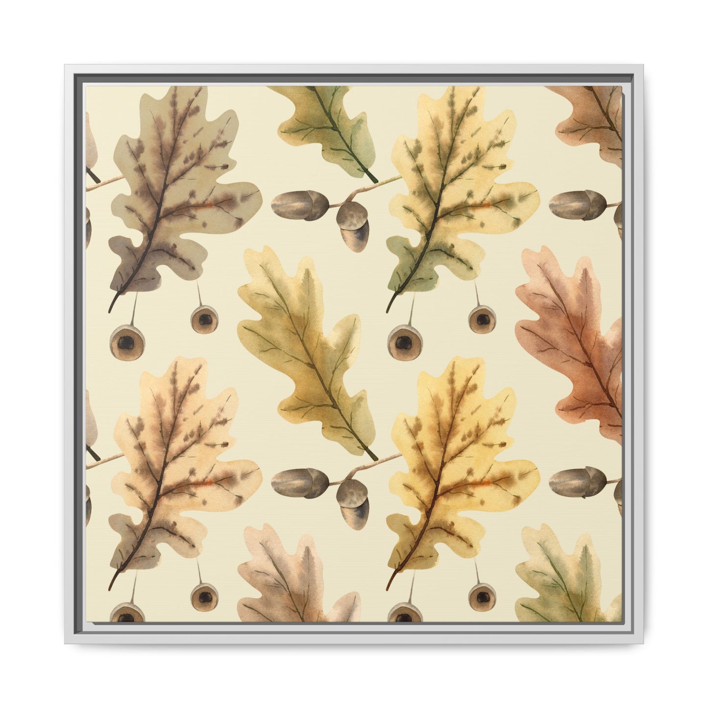 Oak Leaves Framed Matte Canvas Art - Multiple Frame Colors & Size Options