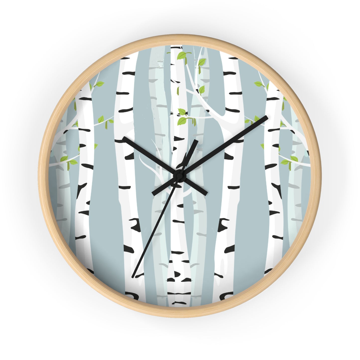 White Birch Wall Clock - Select from Black, White or Natural Wood Color