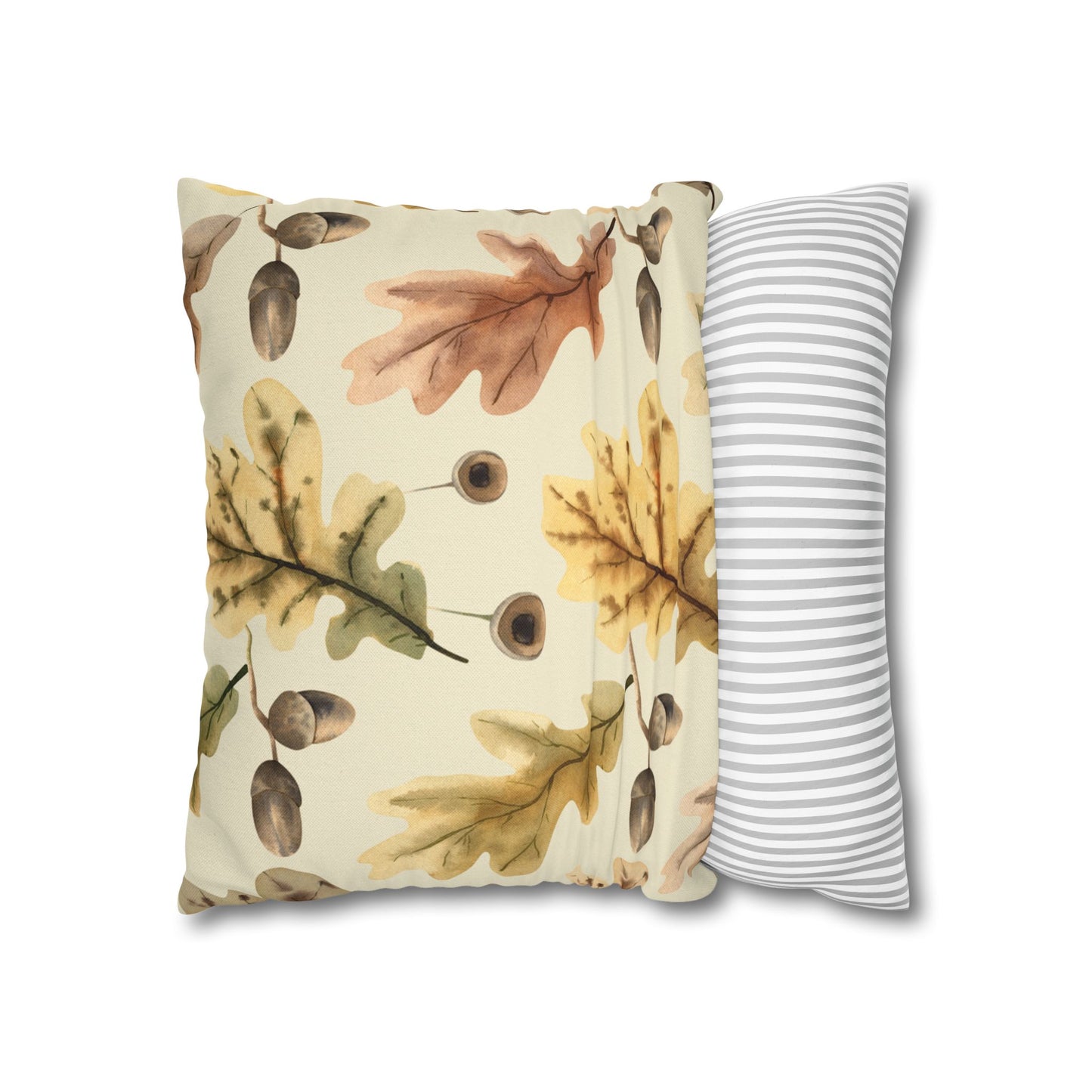 Oak Leaves Printed Square Pillow Cover (no insert) - Multiple Sizes (14"x14", 16"x16", 18"x18", 20"x20"), Includes zipper closure
