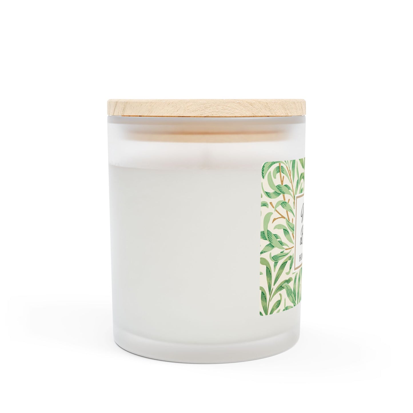 Willow Boughs Scented Coconut Soy Blended Wax Candle, 11 oz. Frosted Jar with Wood Wick and Maple Wood Lid - Morris Home Decor, Willow Branch Design, Spa Day Candle, Unique Gift Idea