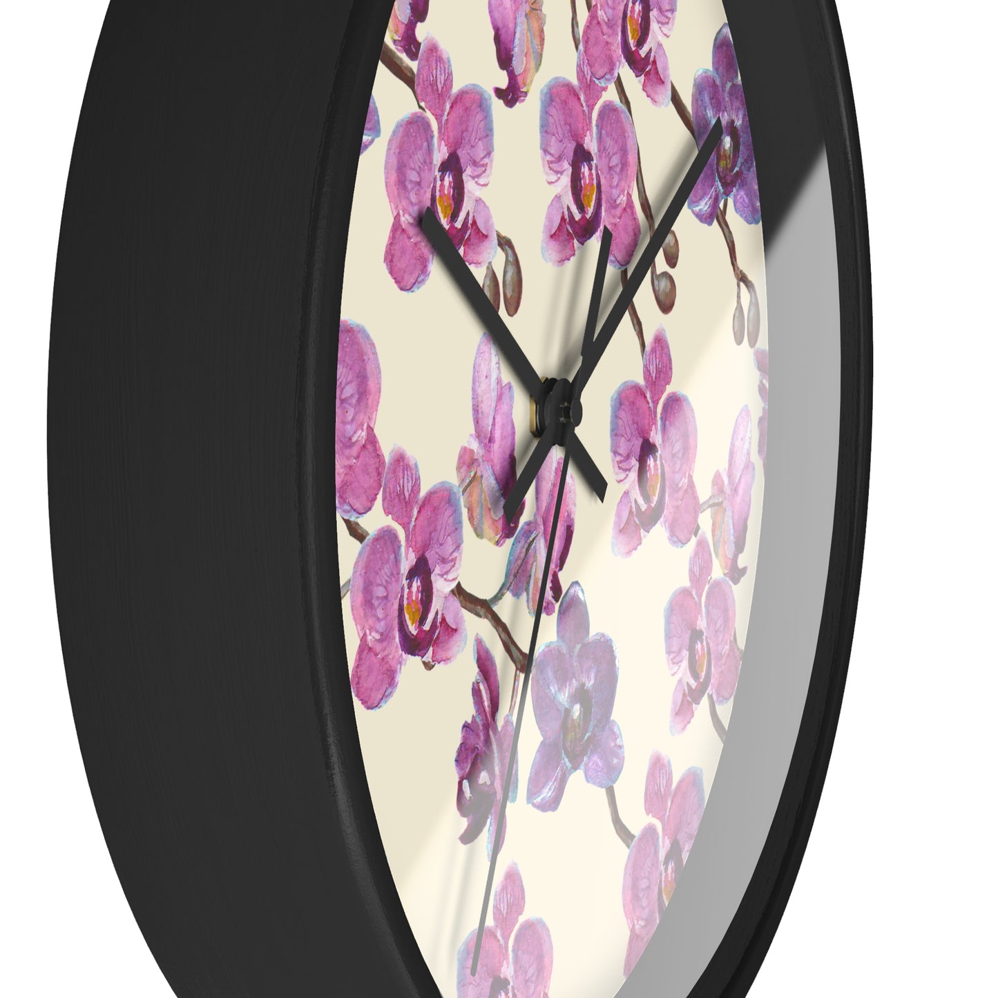 Vanilla Orchid Wall Clock - Select from Black, White or Natural Wood Color