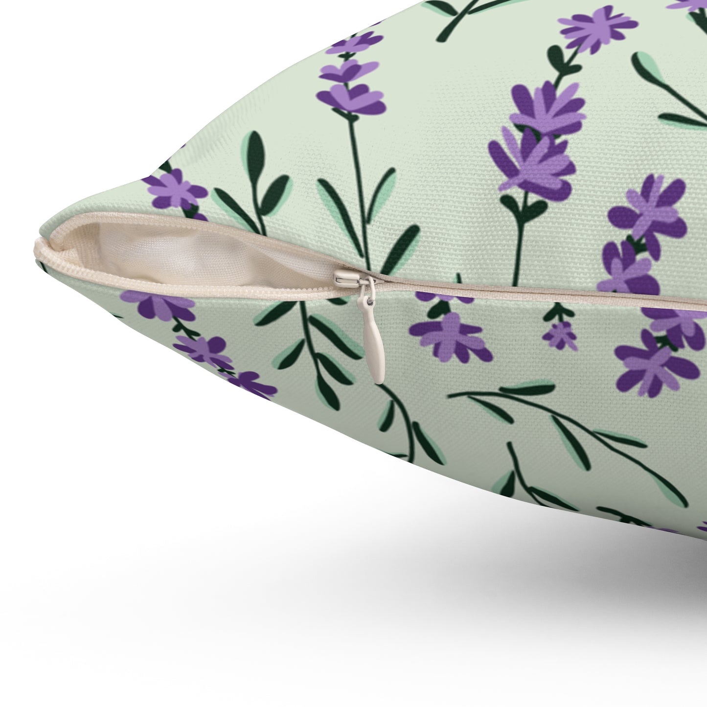 Lavender Sage Printed Square Pillow Cover with Insert - Multiple Sizes (14"x14", 16"x16", 18"x18", 20"x20"), Includes insert and zipper closure