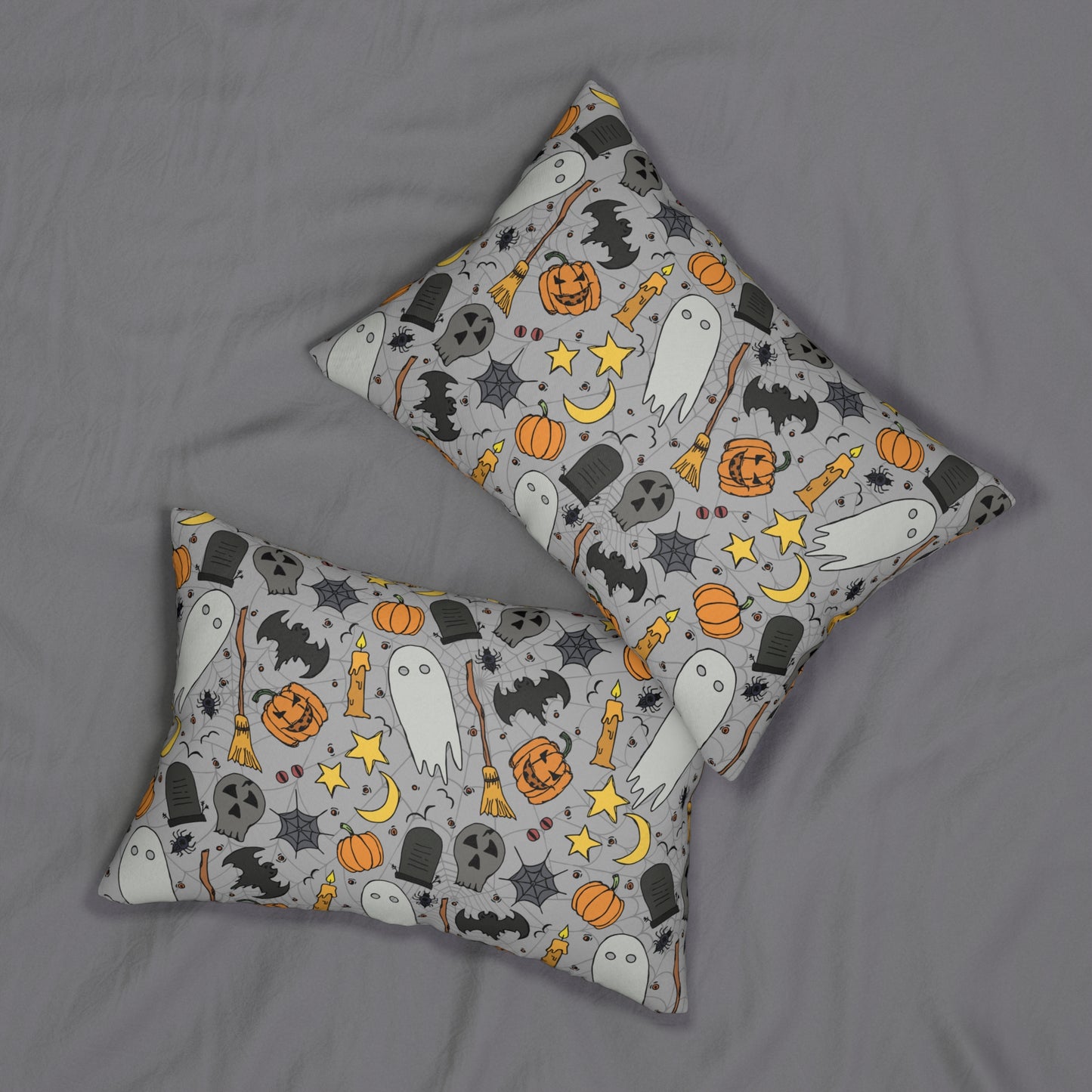 Halloween Fun Lumbar Pillow - Spooky Home Decor, Halloween Throw Pillow, Home Accent, Ghost and Pumpkin Design, Cozy Living Room Decor, Halloween Decorative Pillow
