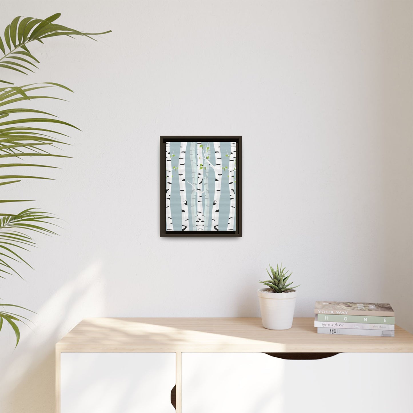 White Birch Framed Matte Canvas Art - Multiple Frame Colors & Size Options