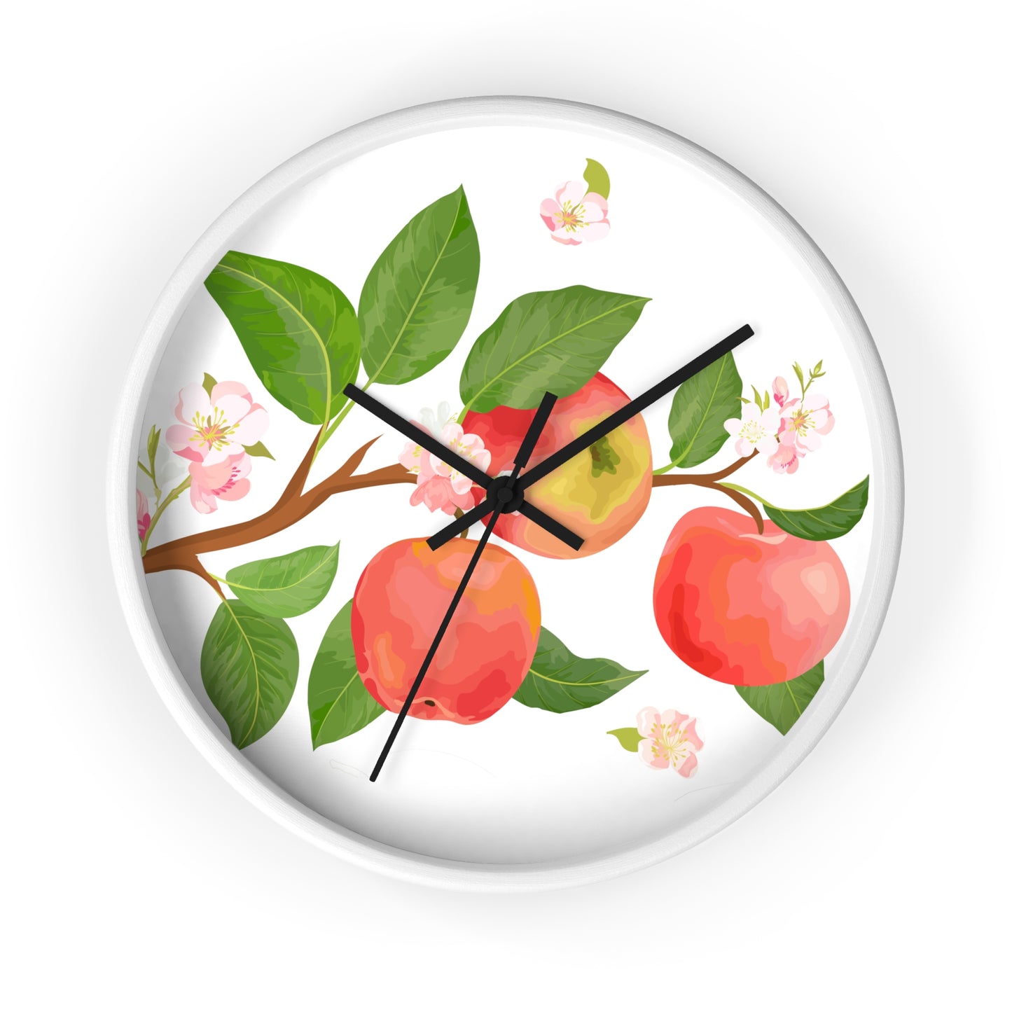 Apple Harvest Wall Clock - Select from Black, White or Natural Wood Color