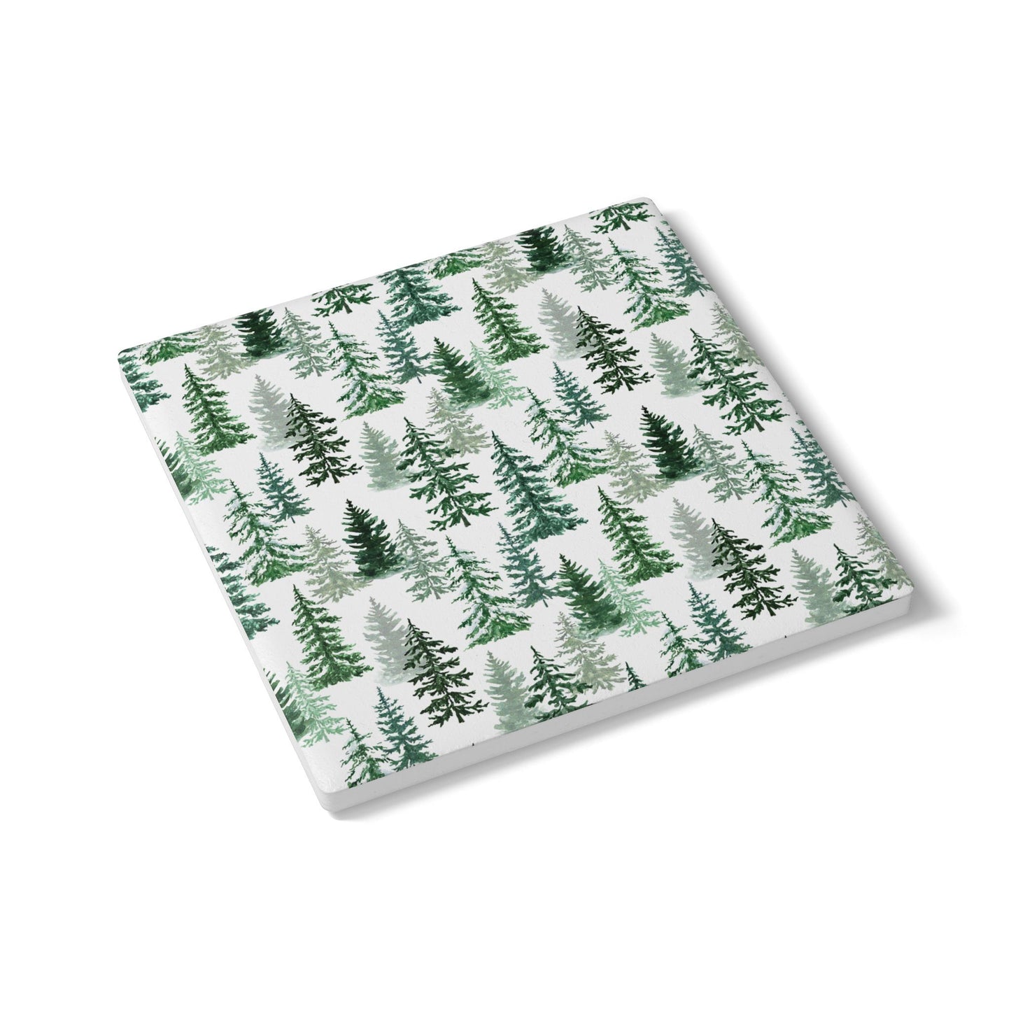 Fraser Fir - Ceramic Tile Coaster, Cork Backed - Round or Square Size Choices, Perfect for Christmas / Winter Home Decor & Holiday Gifts - Priced per coaster