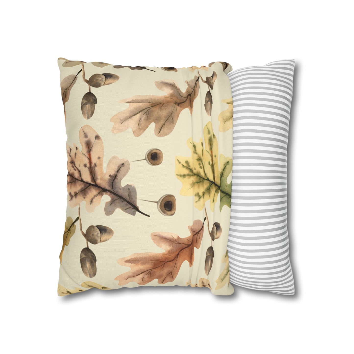 Oak Leaves Printed Square Pillow Cover (no insert) - Multiple Sizes (14"x14", 16"x16", 18"x18", 20"x20"), Includes zipper closure