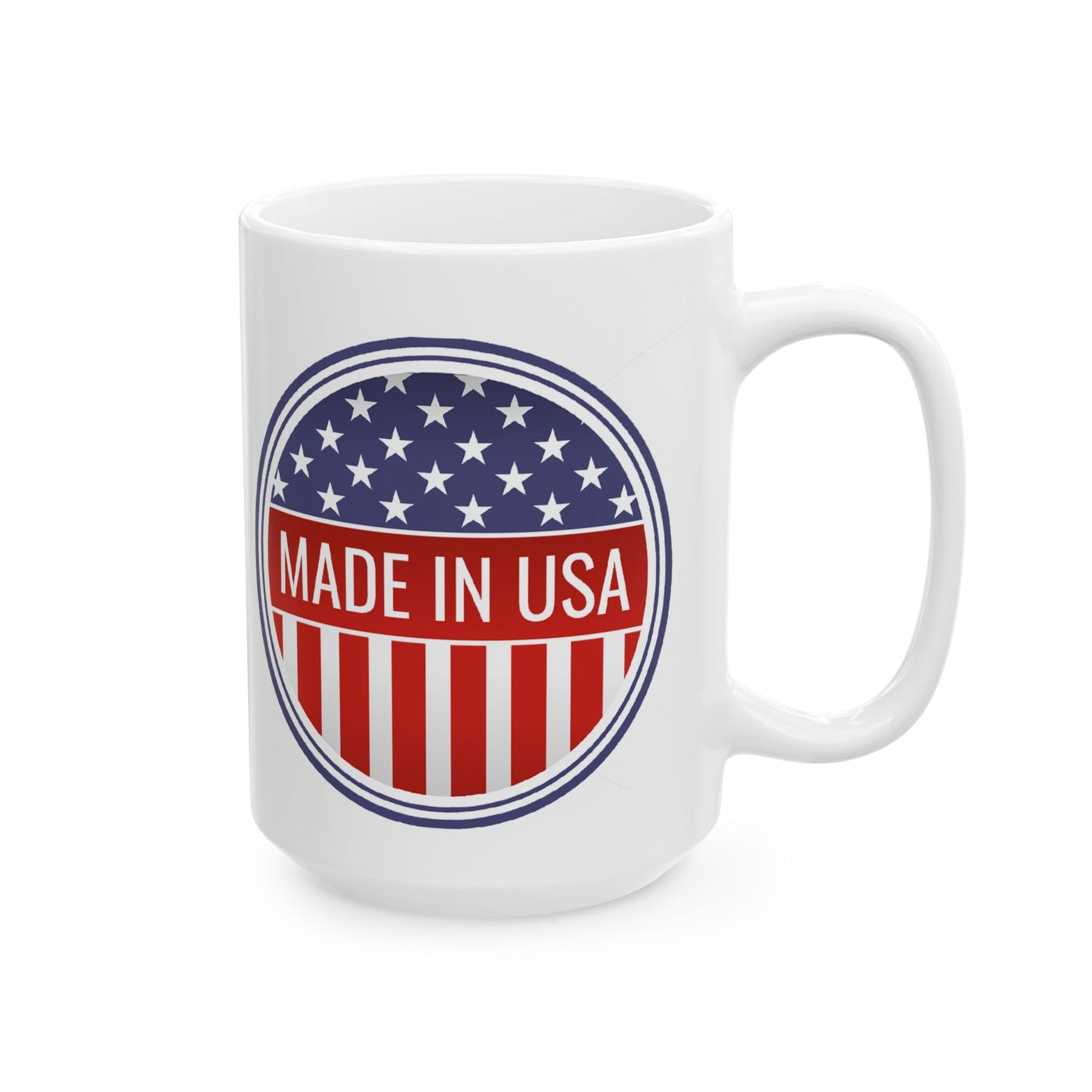 Made in USA Mug - 11 oz. & 15 oz. size options - Patriotic Ceramic Mug, Independence Day Gift, American Flag Coffee Cup, USA Drinkware